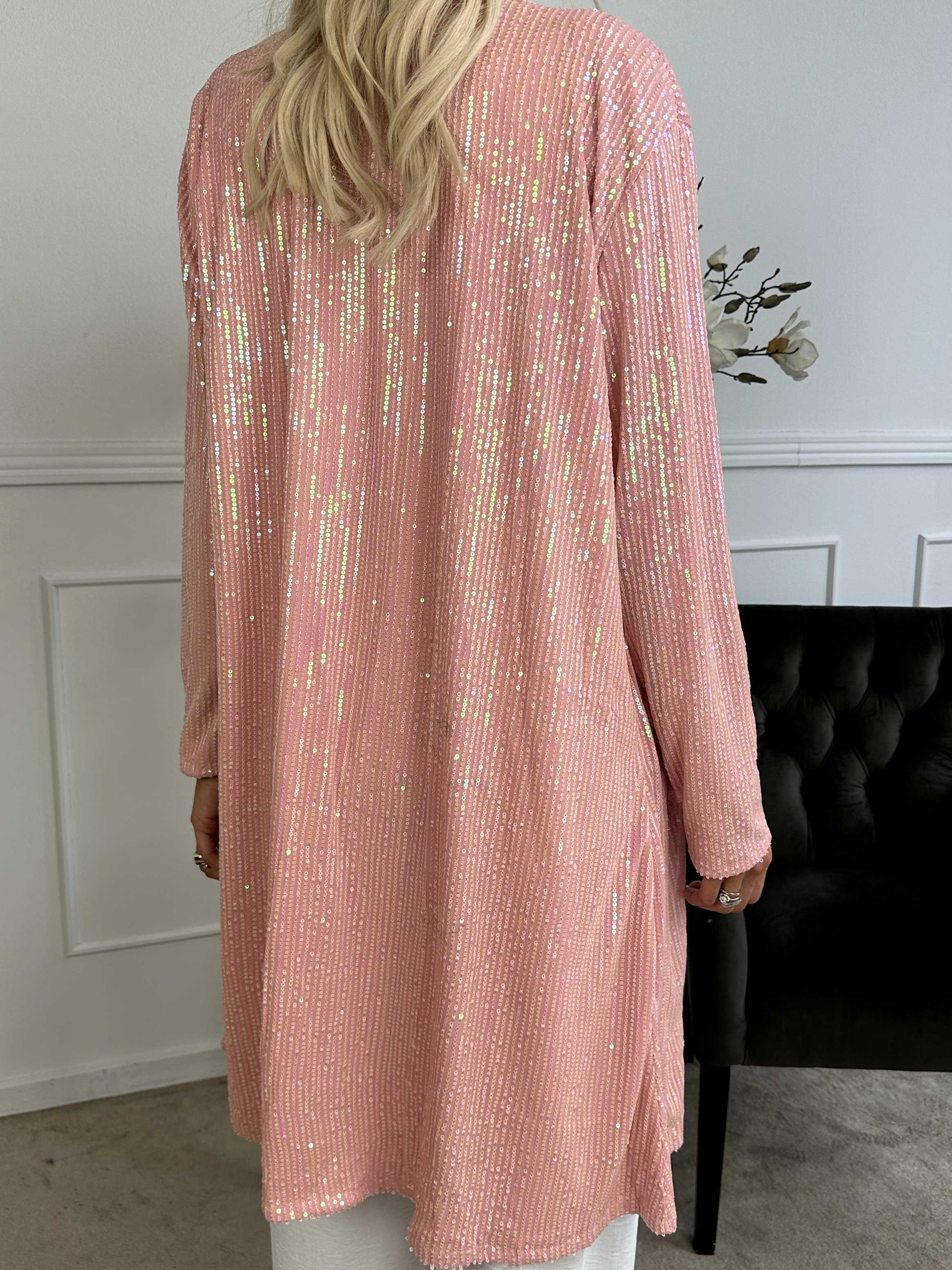 Rosa Glitter - Cardigan med pailletter